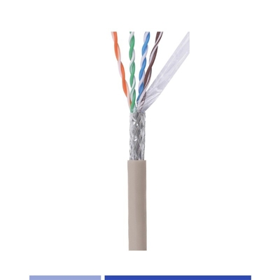 PVC Jacket Cat6 Cabo de rede 23AWG SFTP Cabo de rede Solid Copper 4 Pair Grey 305Mtr