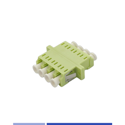 Adaptador de fibra óptica OM5 LC UPC Quad Optical Coupler com flange Lime Green